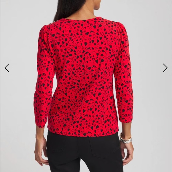 Chico’s Women’s Lover Girl Button Heart Tee - Picture 2 of 7